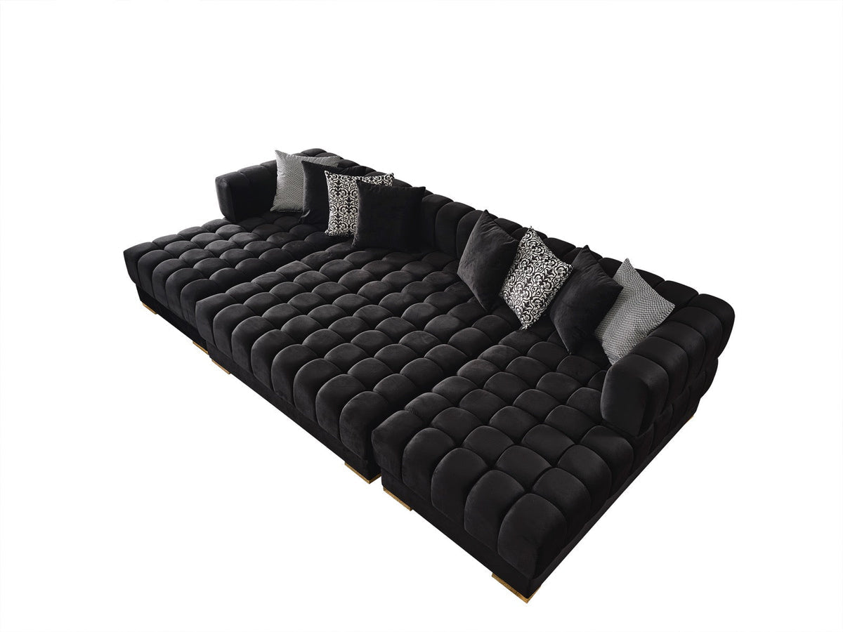 Ariana Black Velvet Rectangle Ottoman