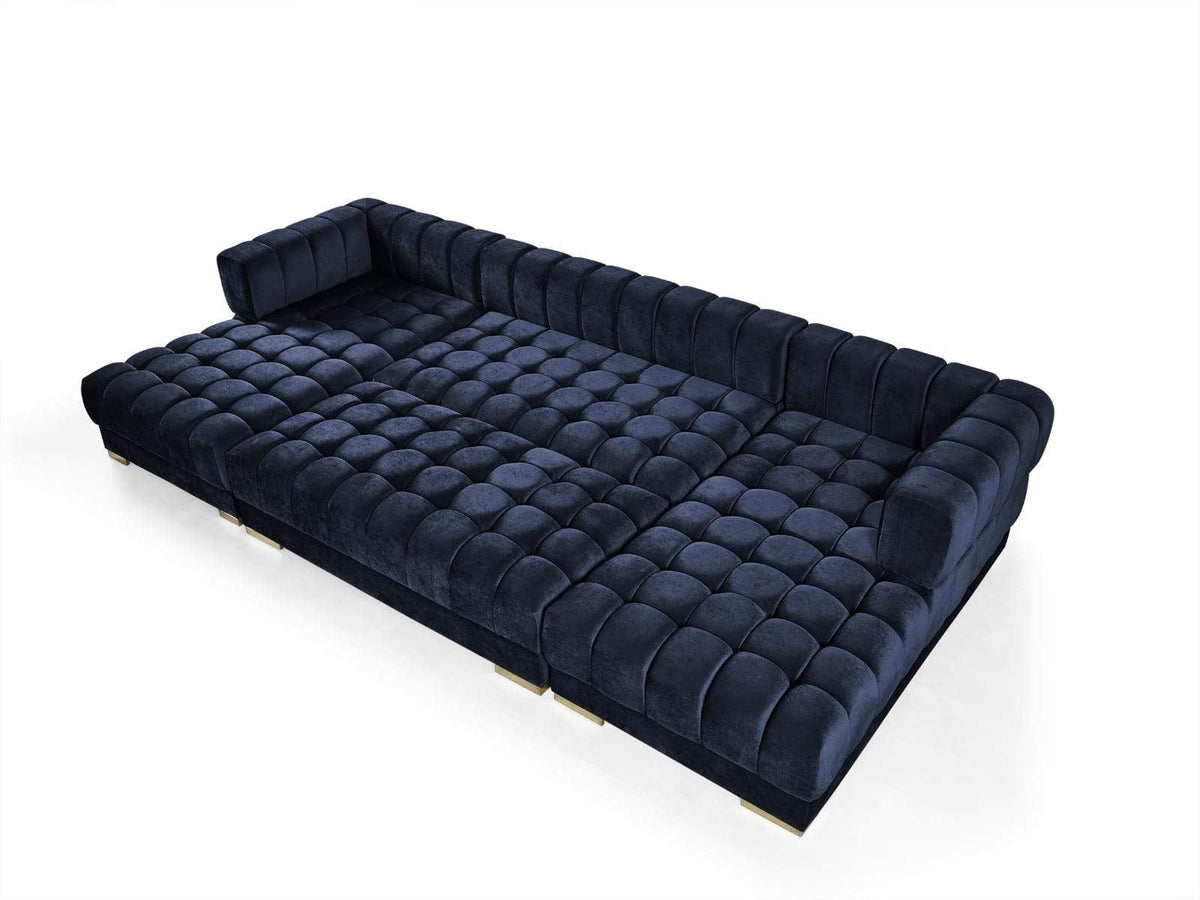 Ariana Navy Velvet Rectangle Ottoman