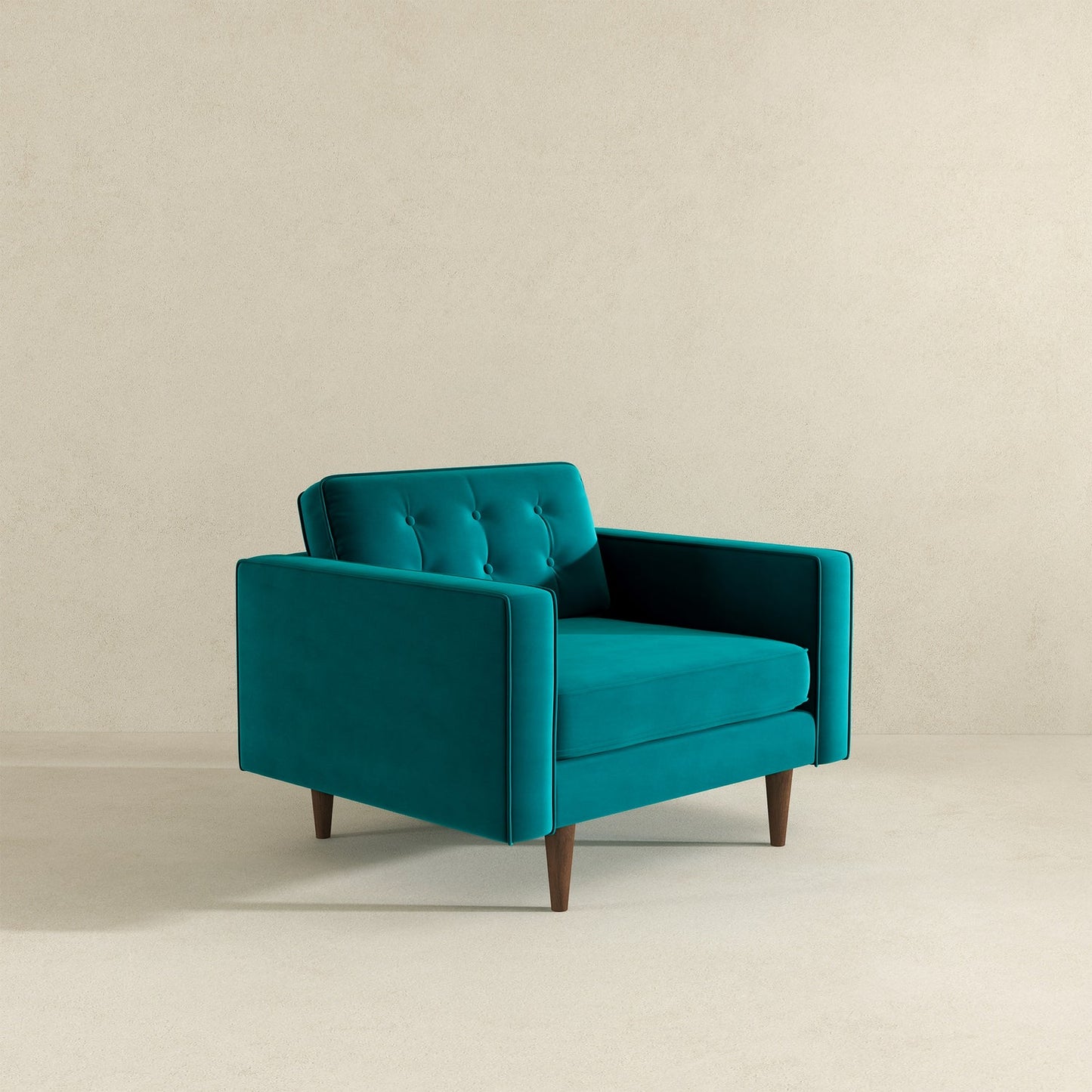 Casey Mid-Century Modern Teal Velvet Lounge Chair