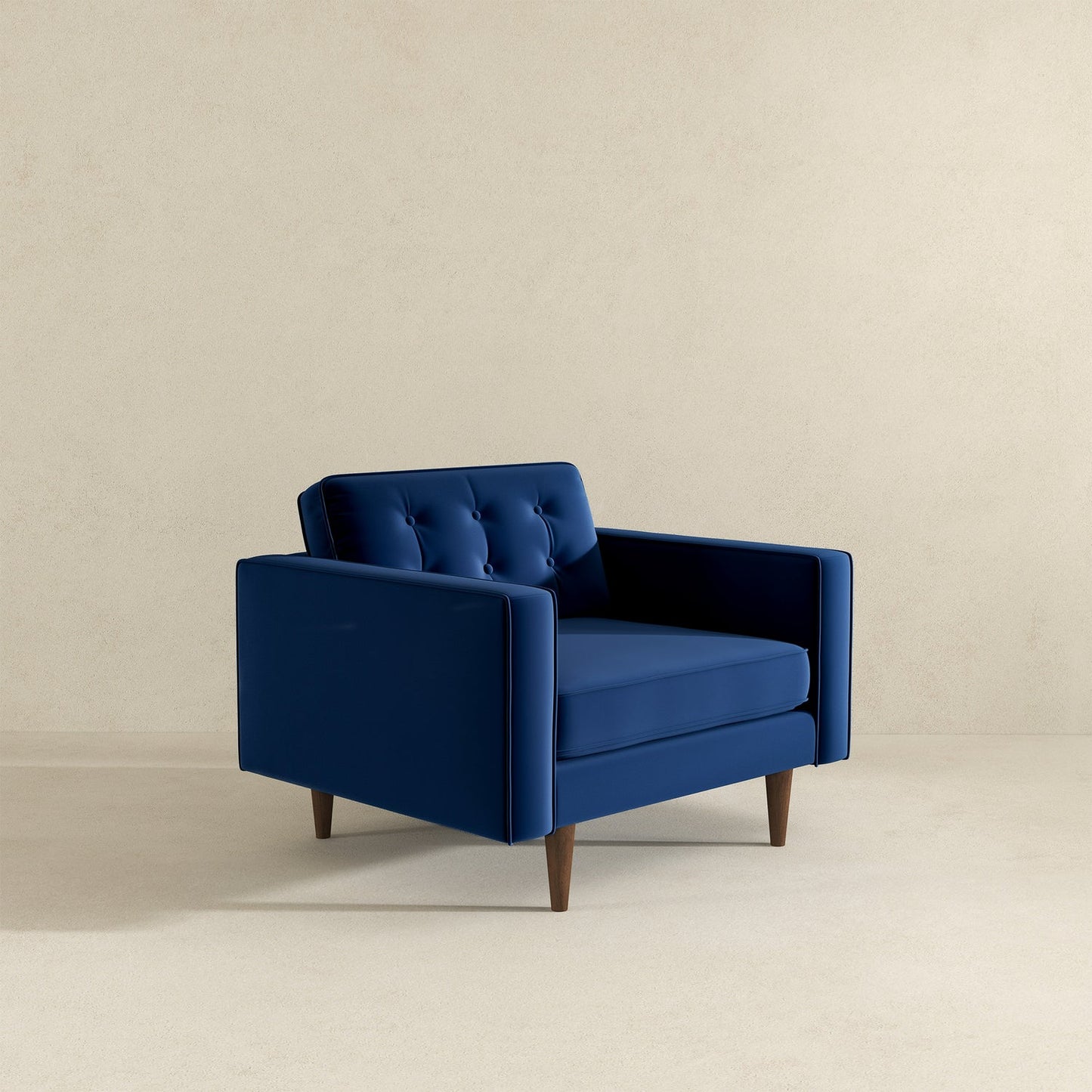 Casey Mid-Century Modern Blue Velvet Lounge Chair