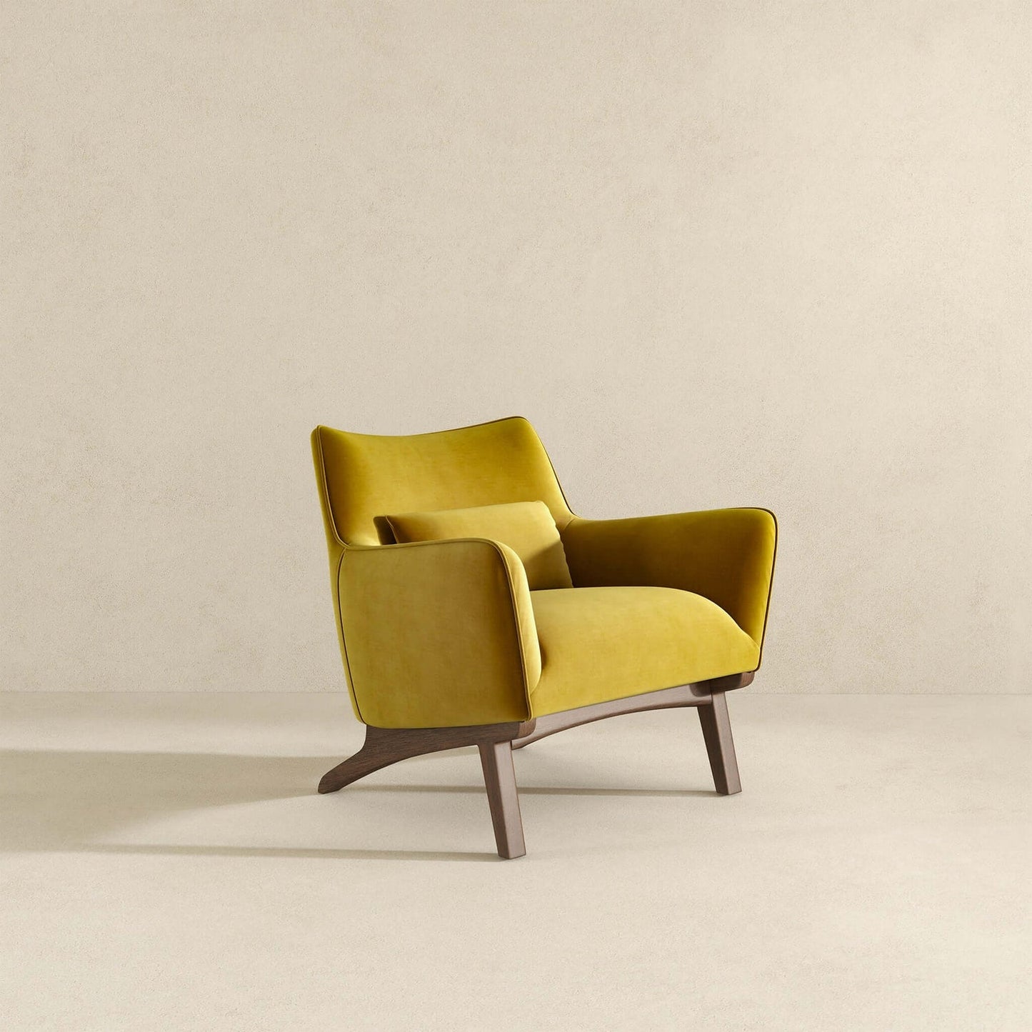 Brayden Mid Century Modern Dark Yellow Velvet Armchair