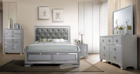 Lumen Silver LED Bedroom Set