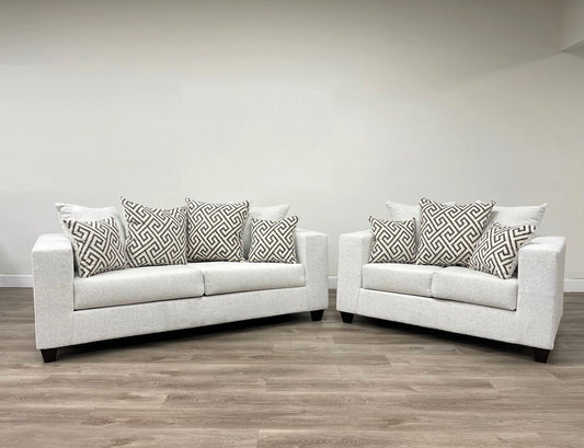 Monroe Stone Fabric Sofa and Loveseat 110