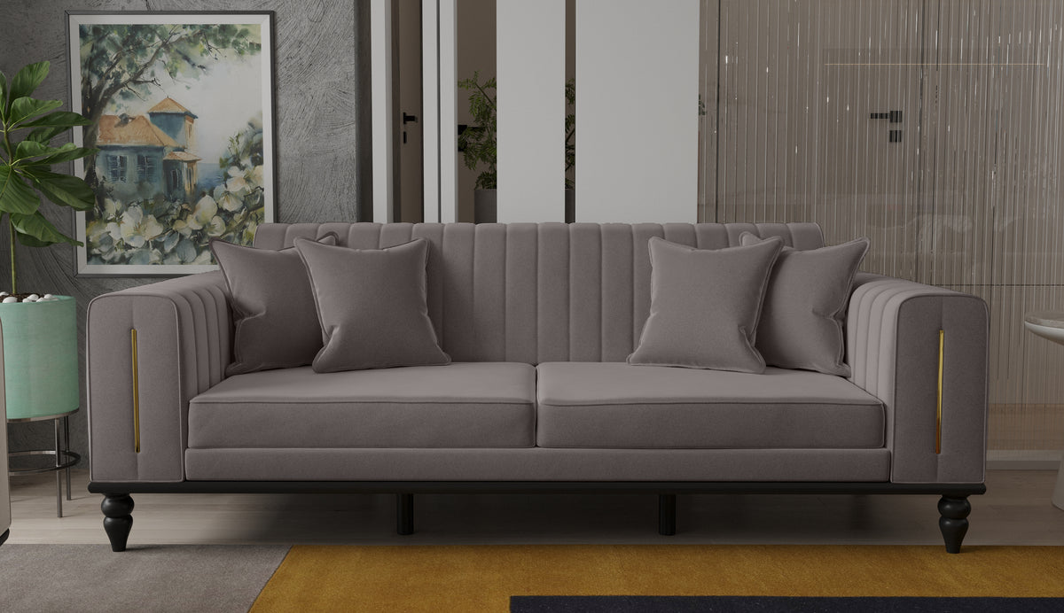 Linea Silver Sofa and Loveseat