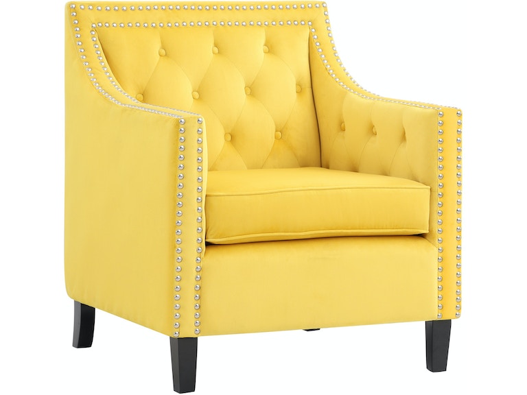 Grazioso Yellow Velvet Accent Chair 1297