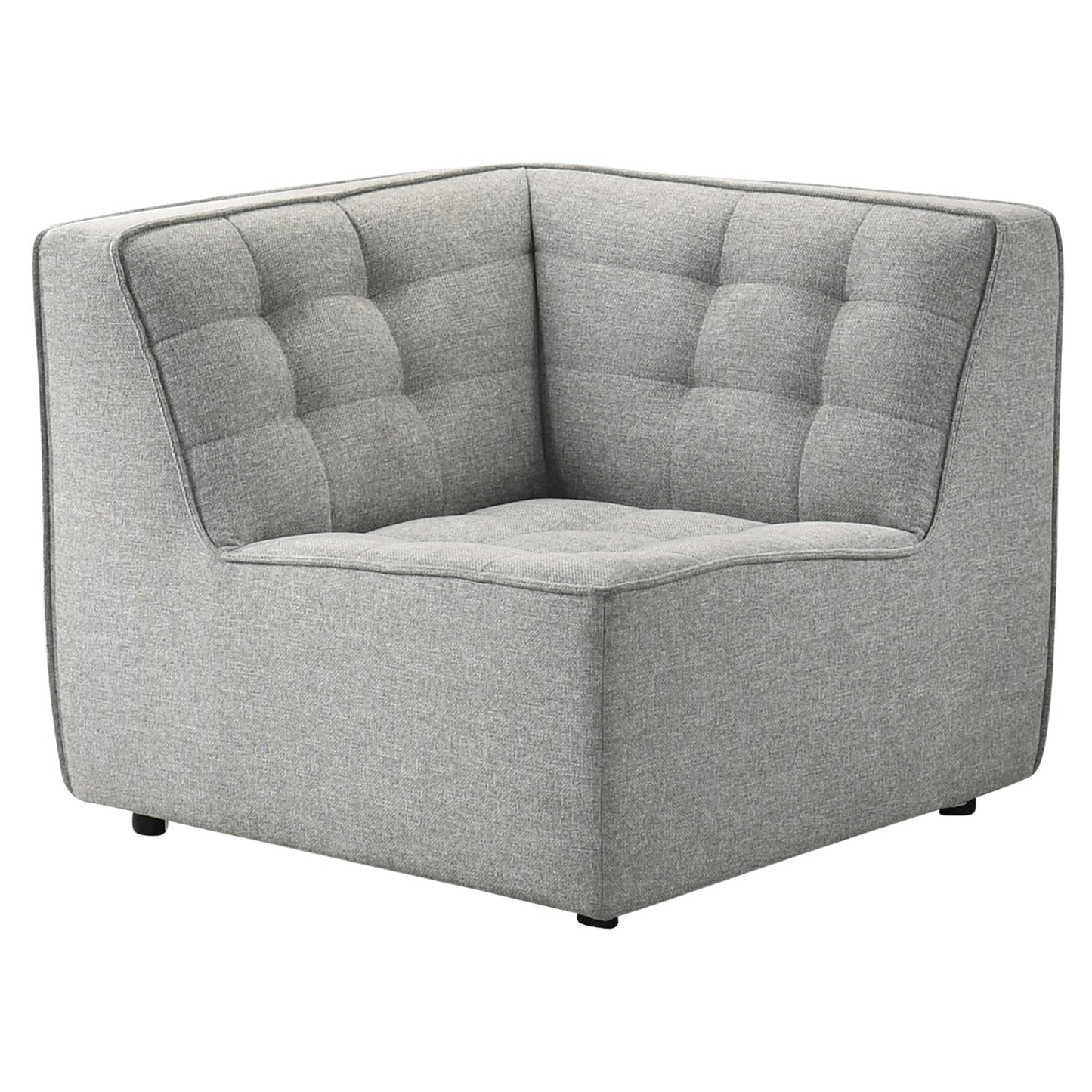 Selen Mid-Century Modern Light Grey Linen  Sectional  without Ottoman