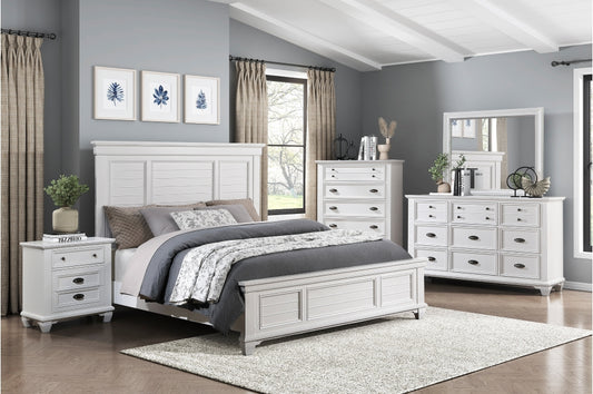 Mackinac White Finish Panel Bedroom Set 1454