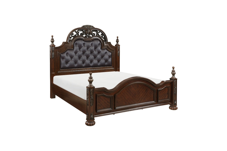 Adelina Cherry Finish Panel Bedroom Set 1468