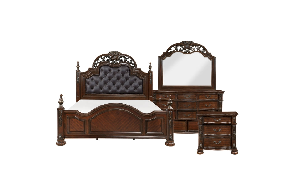 Adelina Cherry Finish Panel Bedroom Set 1468