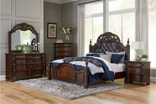 Adelina Cherry Finish Panel Bedroom Set 1468