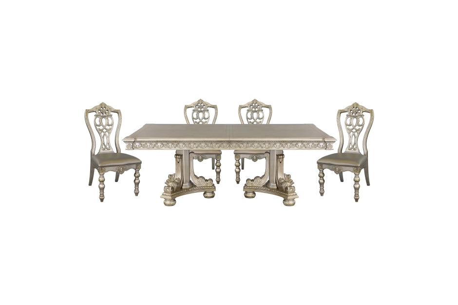 Catalonia Platinum Gold Extendable Dining Set 1824