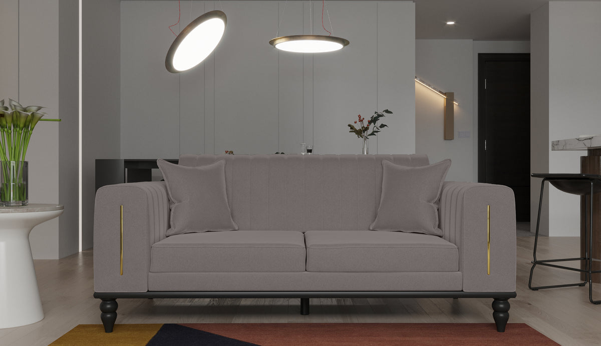 Linea Silver Sofa and Loveseat