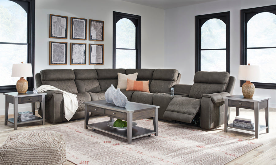 Hoopster Gunmetal 6pc POWER Reclining Sectional 23703