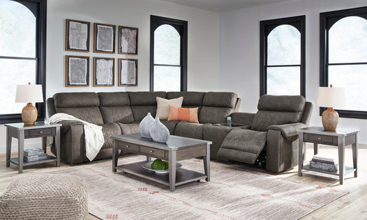 Hoopster Gunmetal 6pc POWER Reclining Sectional 23703