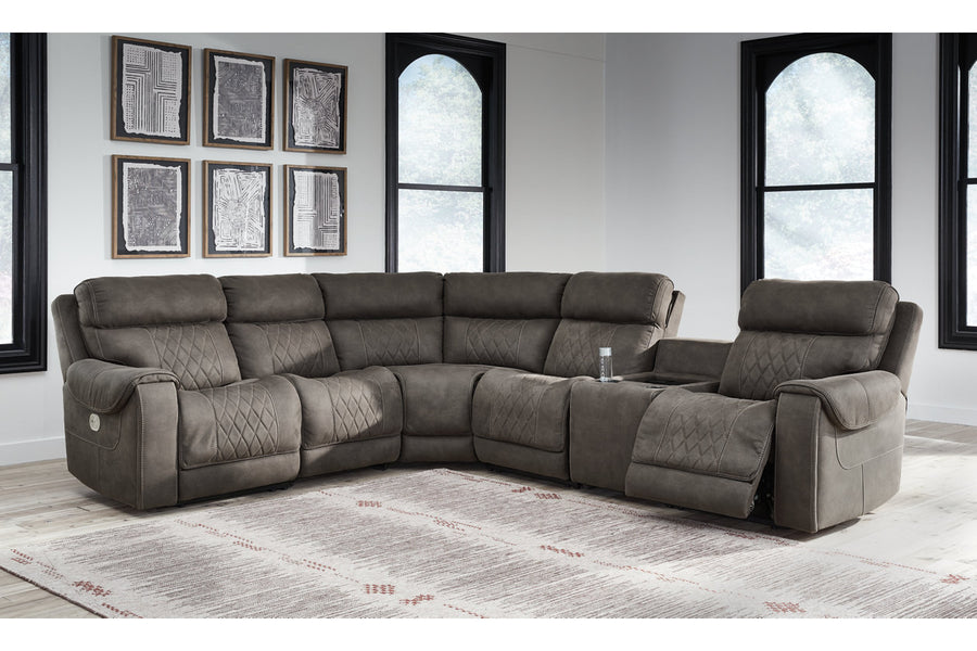 Hoopster Gunmetal 6pc POWER Reclining Sectional 23703