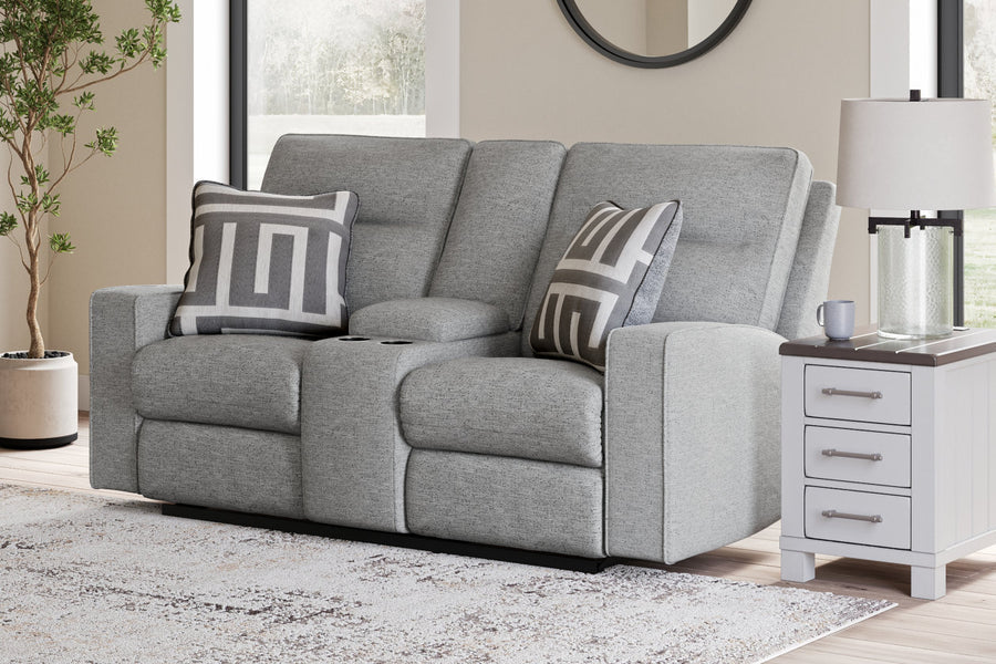 Biscoe Pewter Power Reclining Sofa and Loveseat 90503