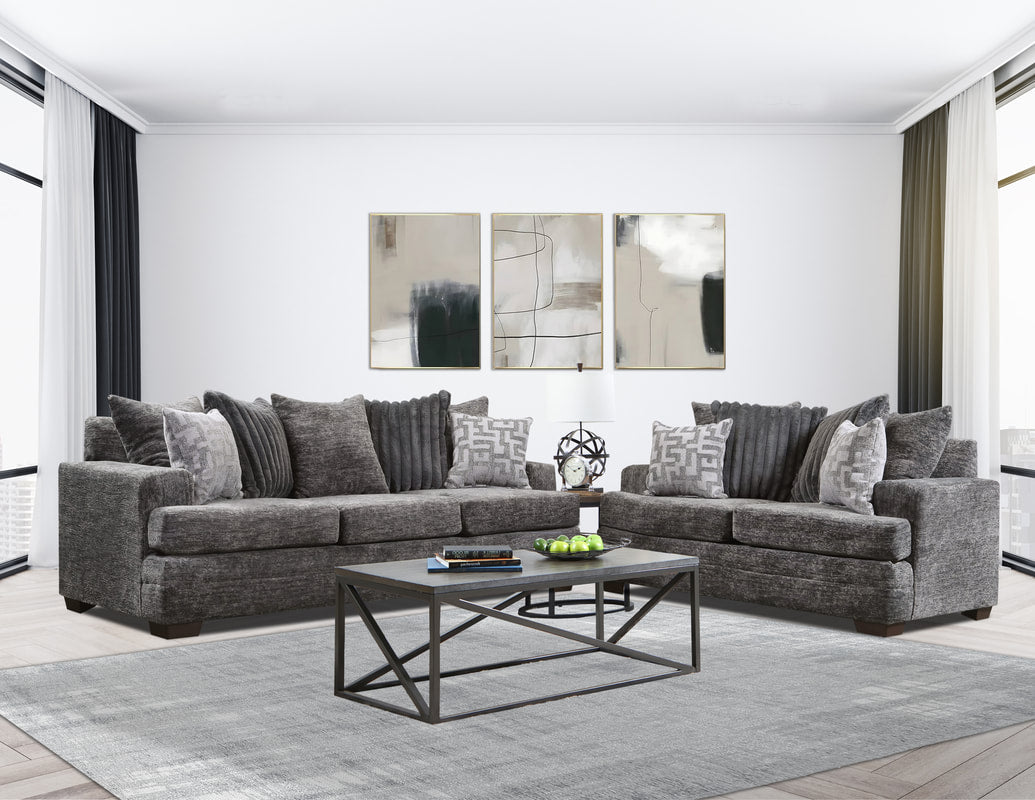 2675-07 CHARCOAL Sofa & Loveseat Set