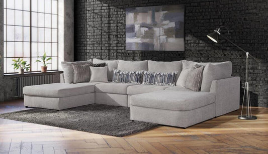 Behold Ecru Chenille Moduler Sectional 2880