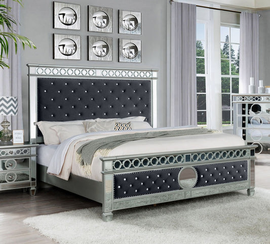 Bella Grey Velvet Queen Bed B1852