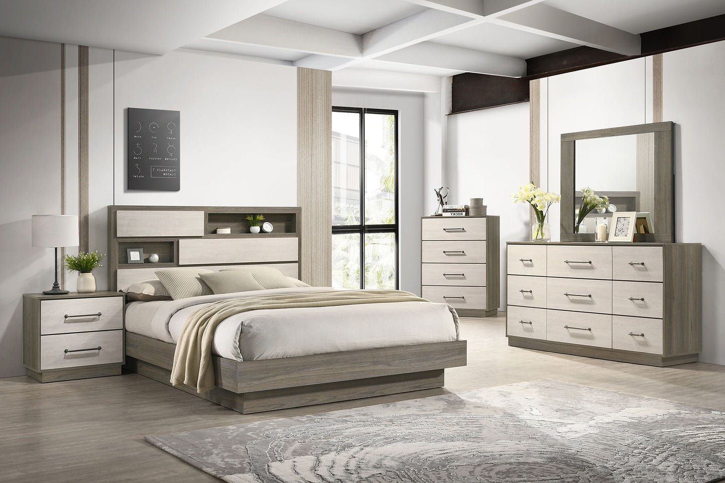 River Light Grey Platform Bedroom Set B1560