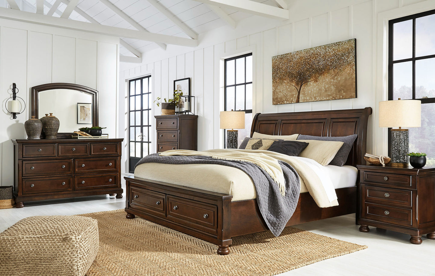 Porter Cherry Platform Bedroom Set B697