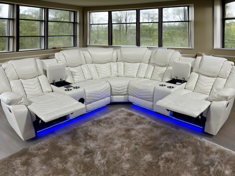 Lucky Charm White LED/BLUETOOTH SPEAKERS Reclining Sectional S2021