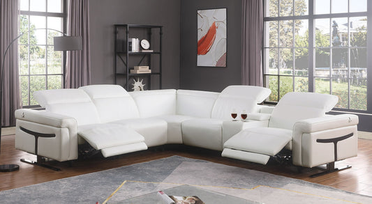 Lucca White 6pc 2-POWER Reclining Sectional MI-1110