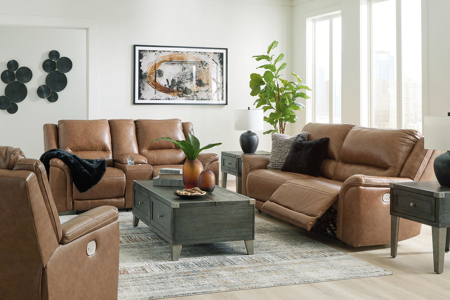 Trasimeno Caramel POWER Sofa and Loveseat U82815