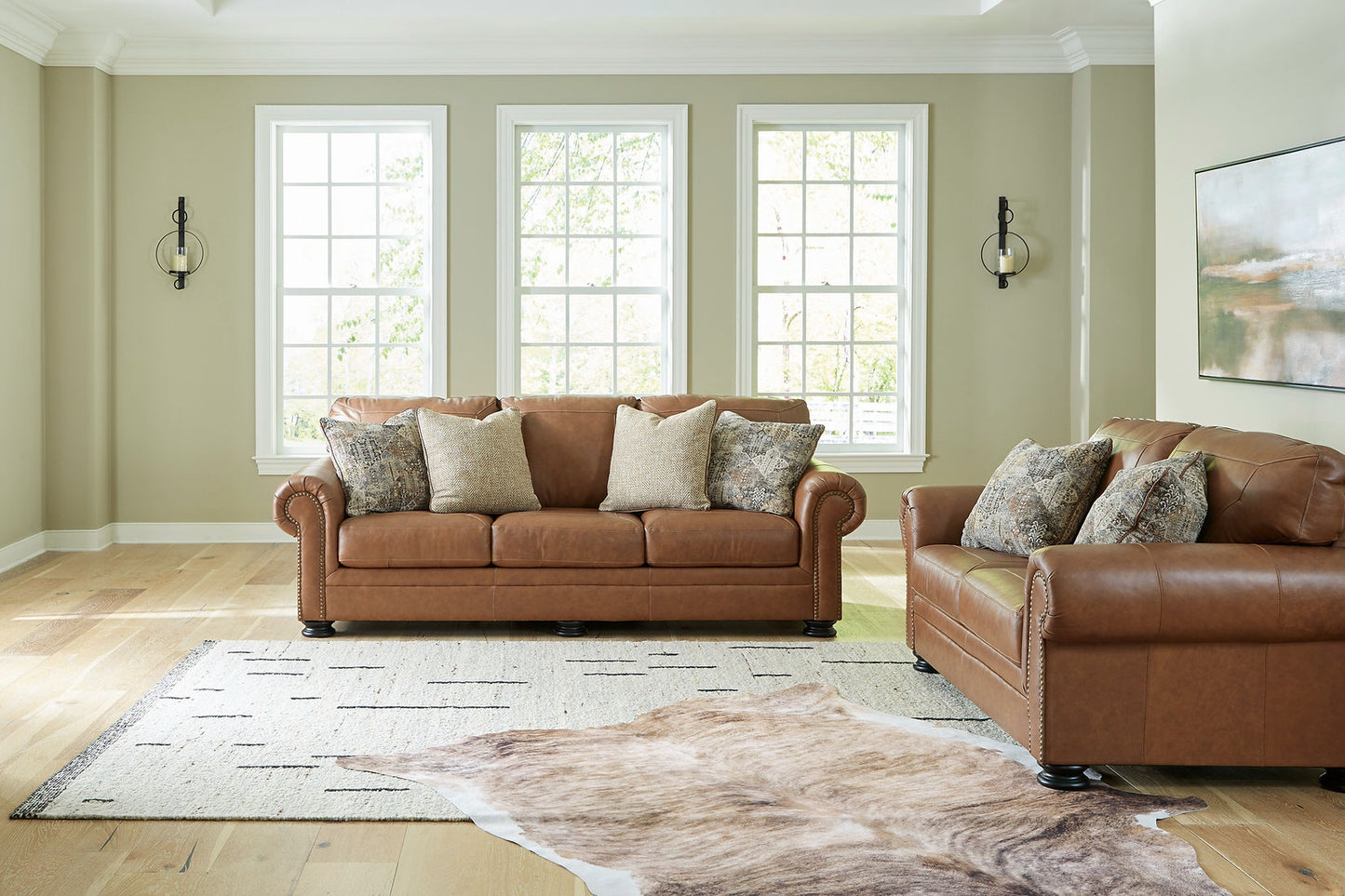 Carianna Caramel Genuine Leather Sofa And Loveseat 57604