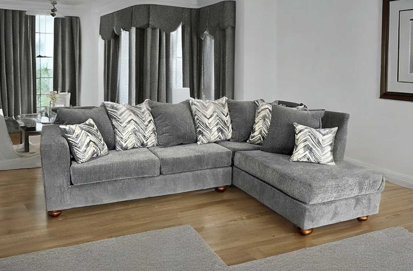 S305 Zander Grey Fabric Sectional