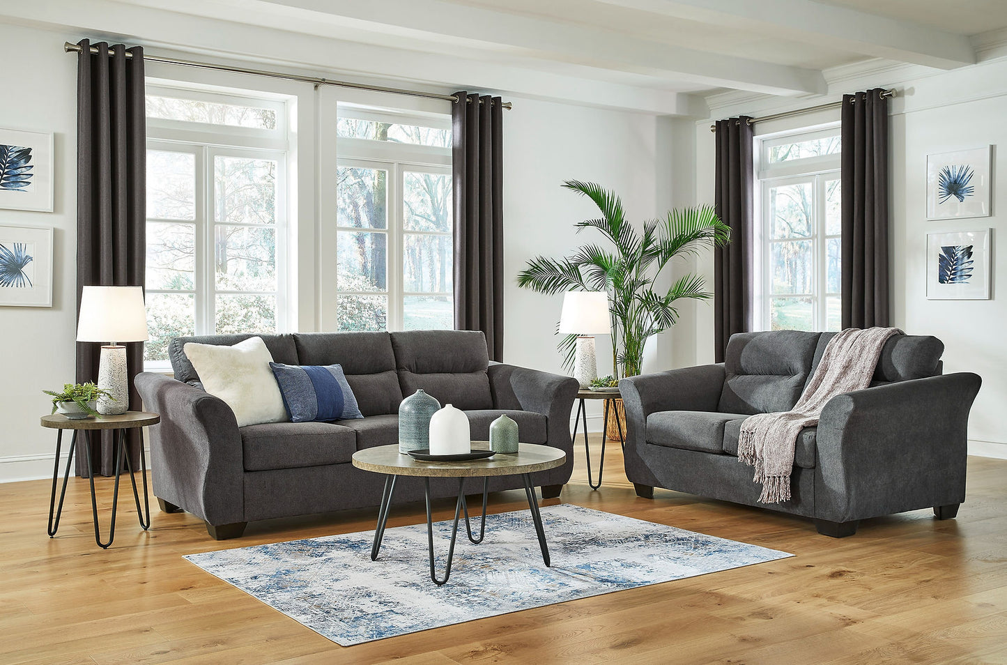 Miravel Gunmetal Sofa and Loveseat 46204