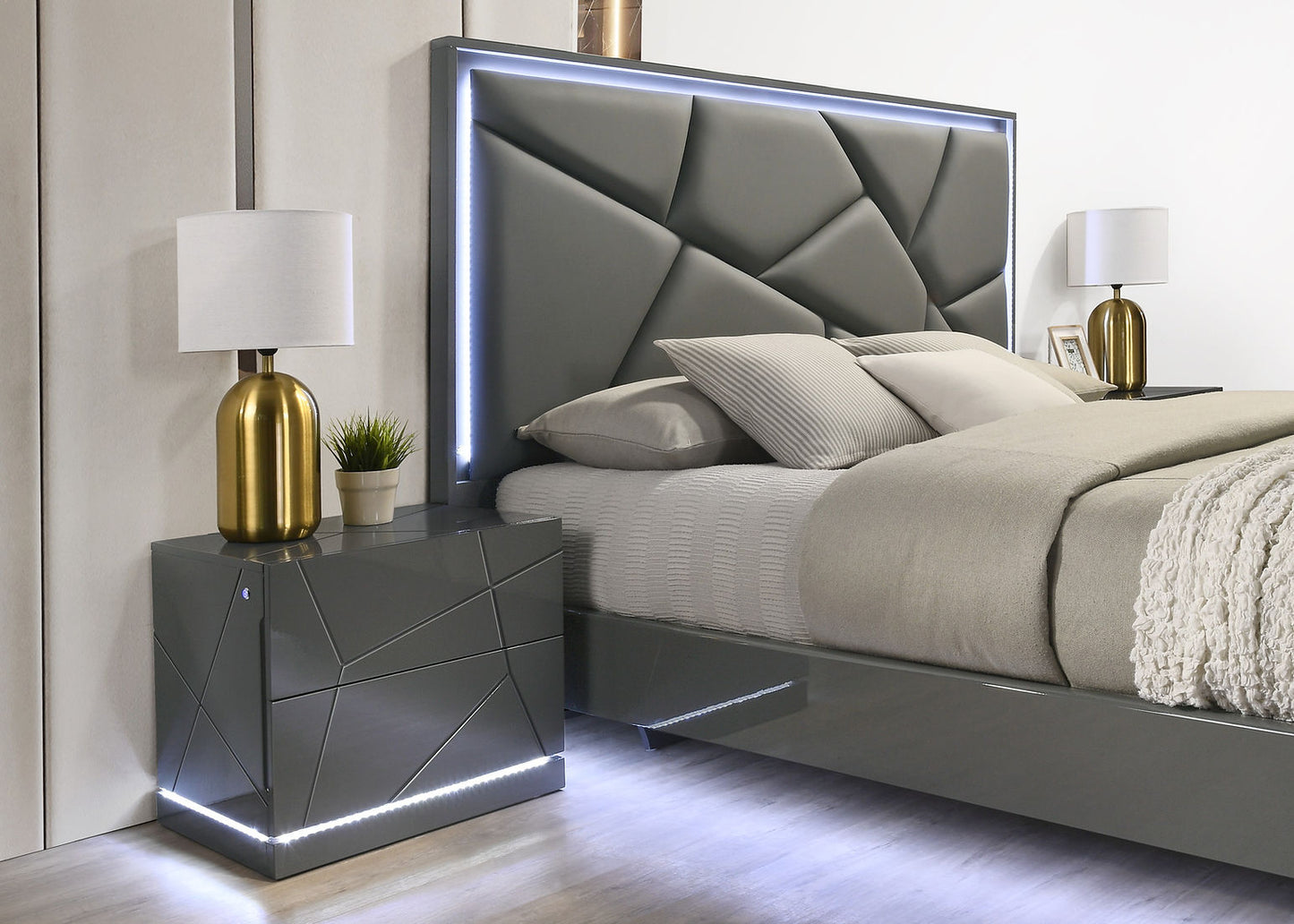 Lily Grey LED Bedroom Set B86