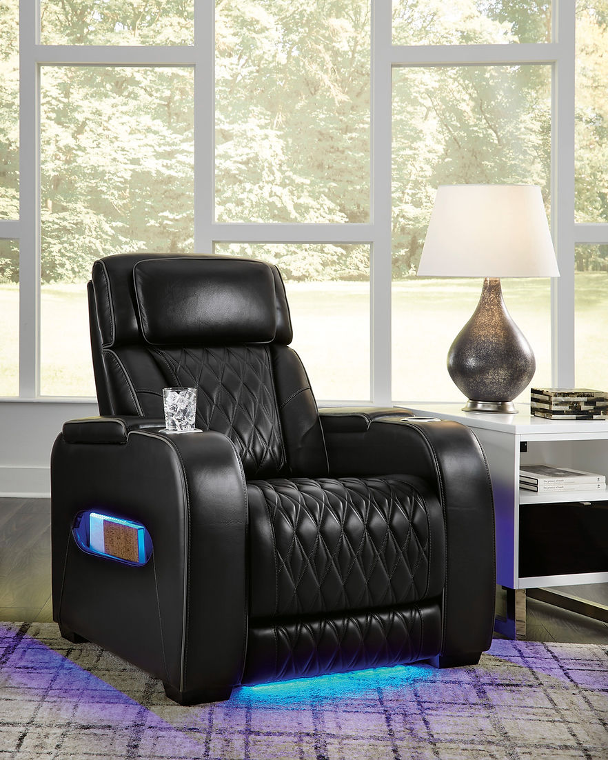 Boyington Black POWER/LED/AIR MASSAGE/GENUINE LEATHER Reclining Sofa and Loveseat U27106