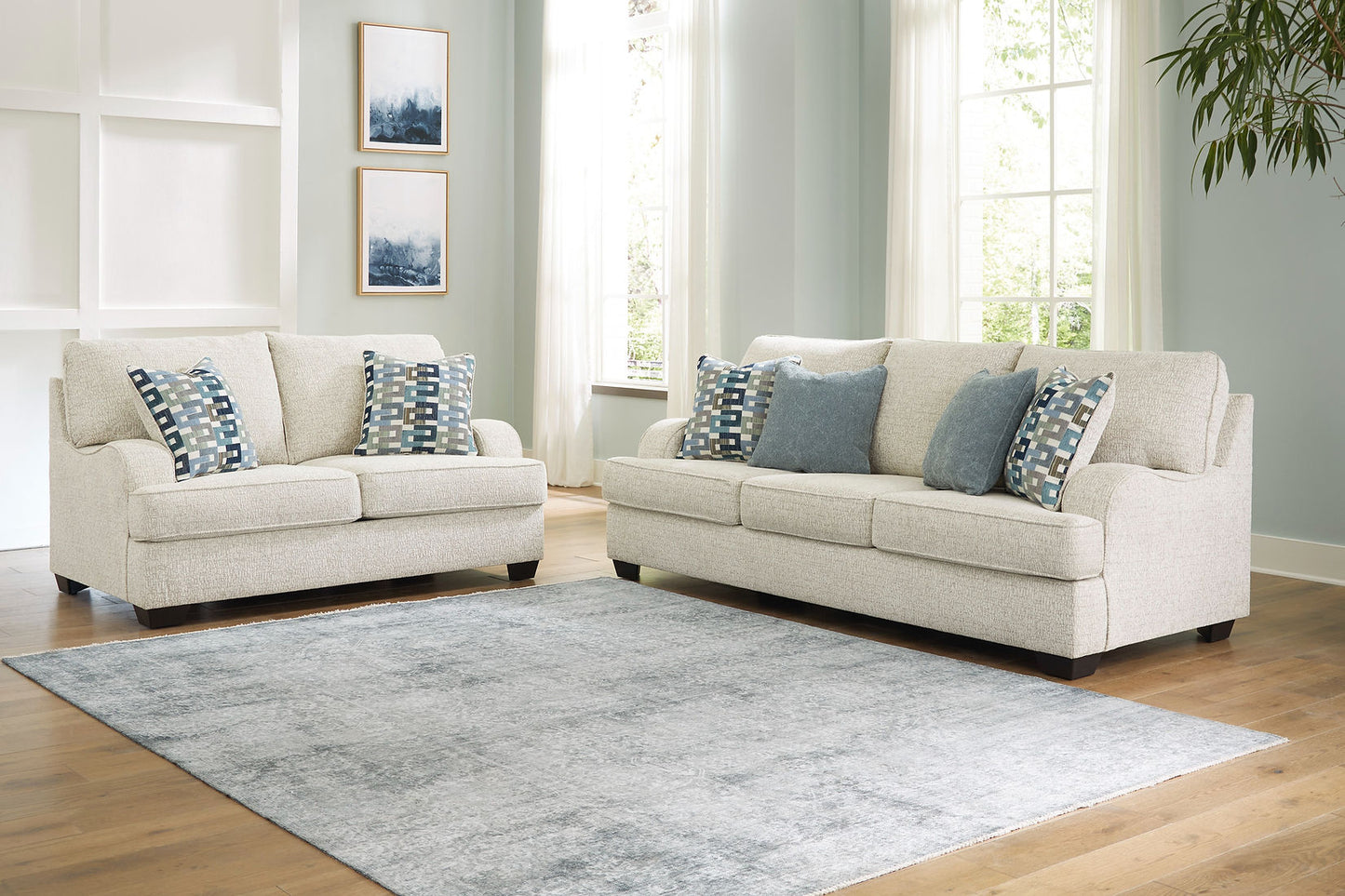 Valerona Parchment Sofa and Loveseat 33404