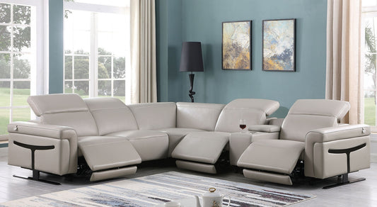 Lucca Grey 6pc 2-POWER Reclining Sectional MI-1110