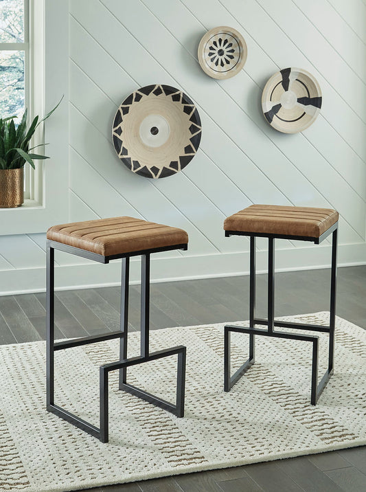 Strumford Caramel/Black Bar Height Barstool, Set of 2 D109