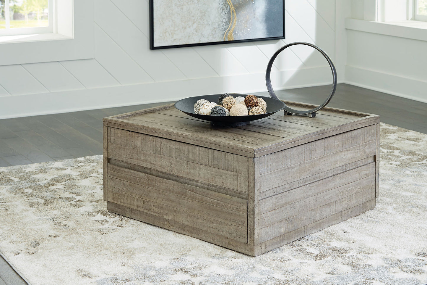 Krystanza Weathered Gray Lift Top Coffee Table T990