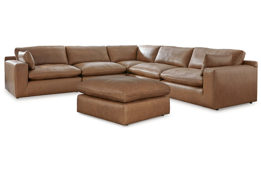 Emilia Caramel GENUINE LEATHER 5pc Sectional 30901