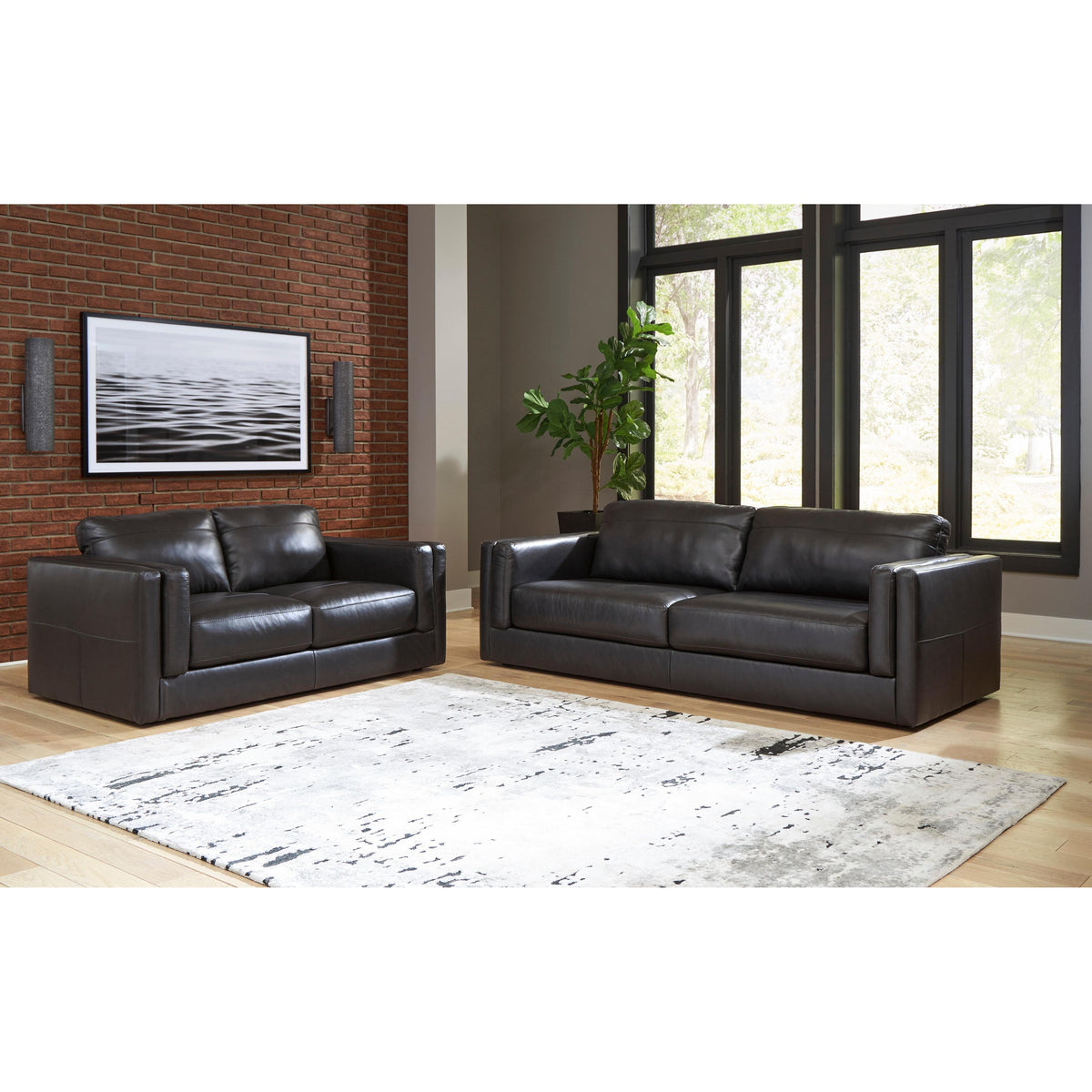 Amiata Onyx GENUINE LEATHER Sofa & Loveseat 67405