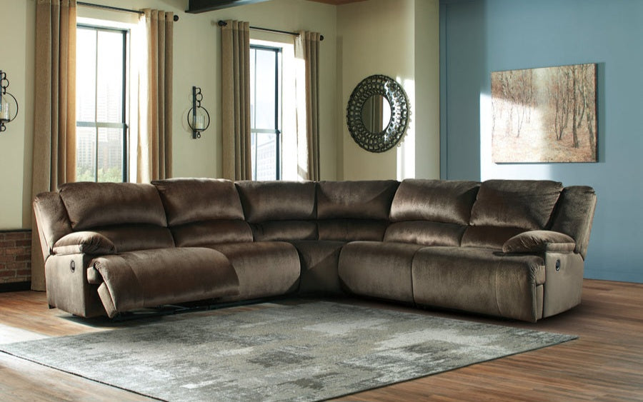 Clonmel Chocolate Microfiber Reclining Sectional 36504