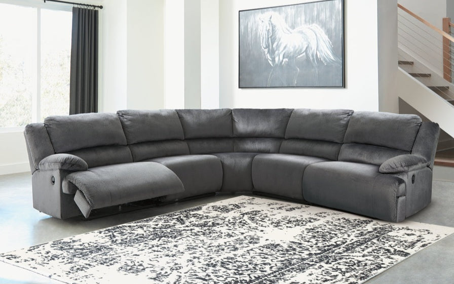 Clonmel Charcoal 5pc Reclining Sectional 36505