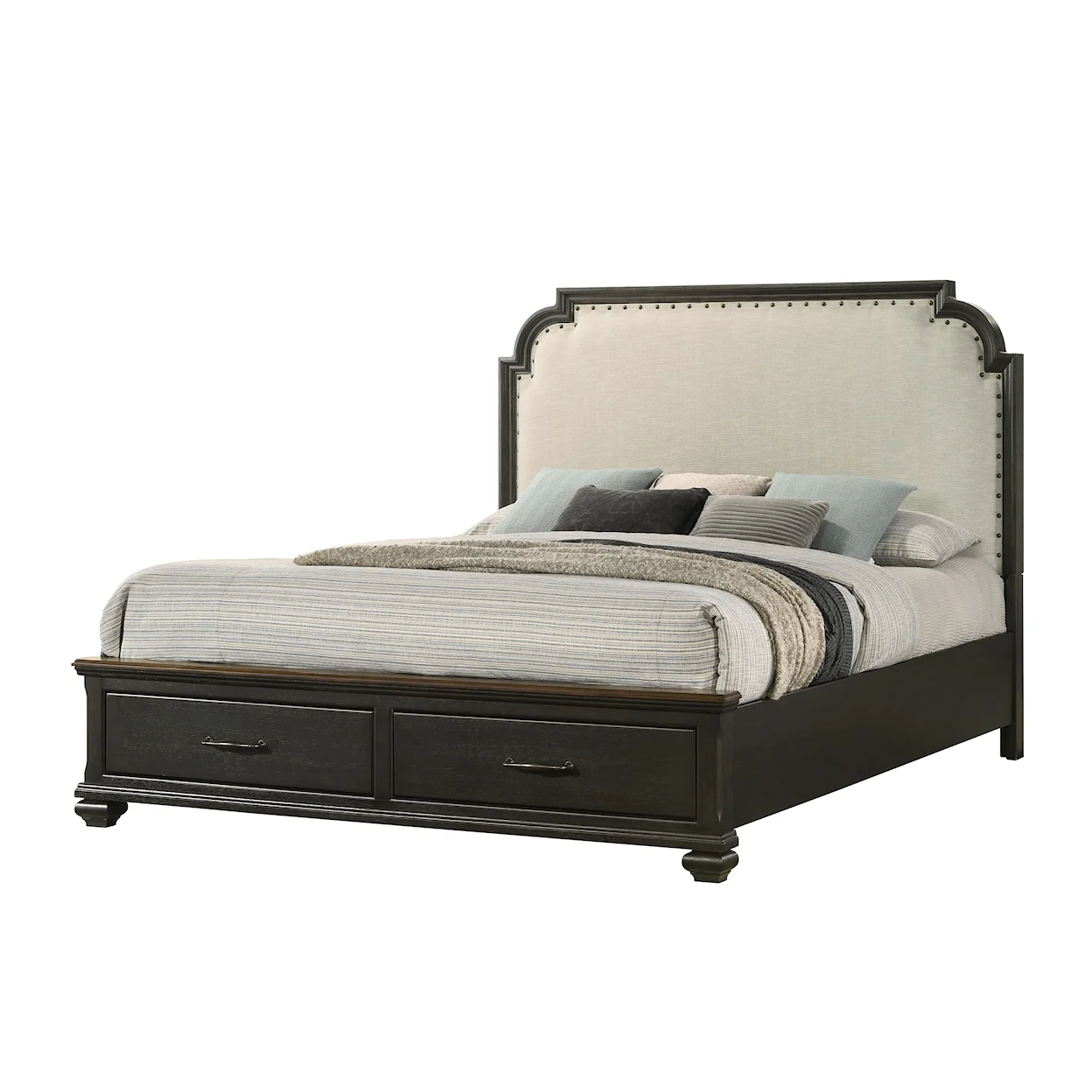 Hamilton Dark Brown Upholstered Platform Bedroom Set B6560