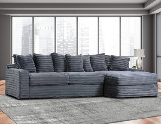 Julia 130" Charcoal Grey Velvet Sectional 4810