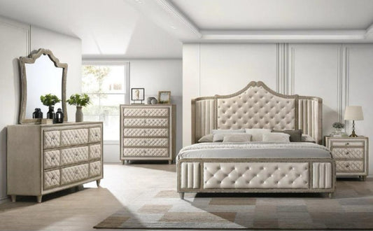 Elizabeth Cream Velvet Bedroom Set