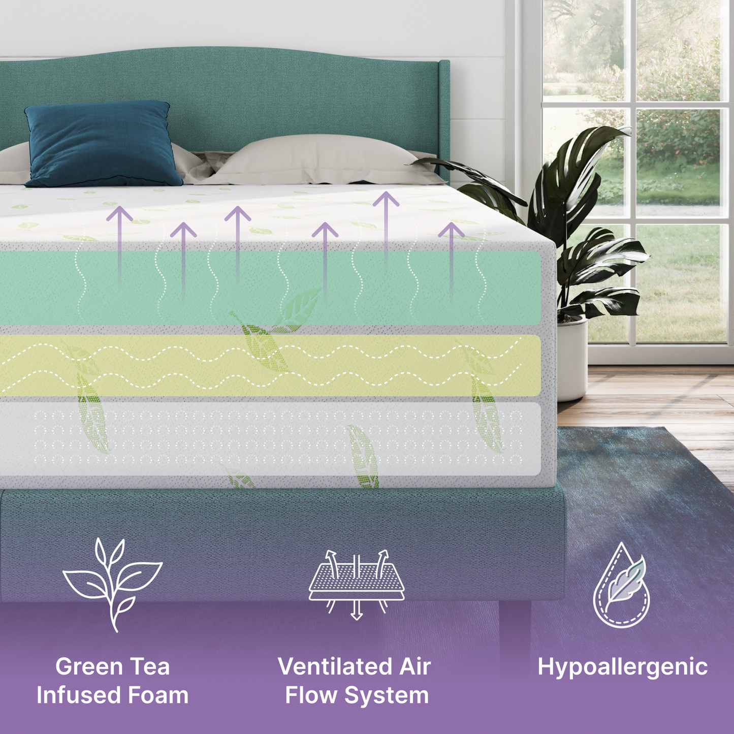 Anula King Green Tea Infused 12" Memory Foam Mattress