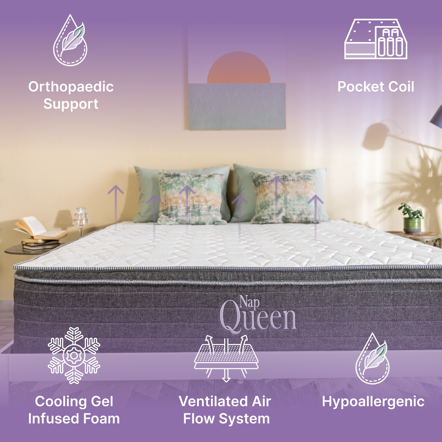 Victoria 12" Queen Victoria Cooling Gel And Pocket Coil Hybrid Mattress(Medium-Firm)