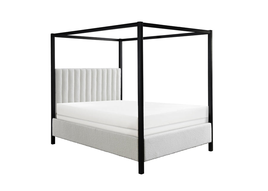 Adalyn Black/White Boucle Queen Canopy Bed 5107