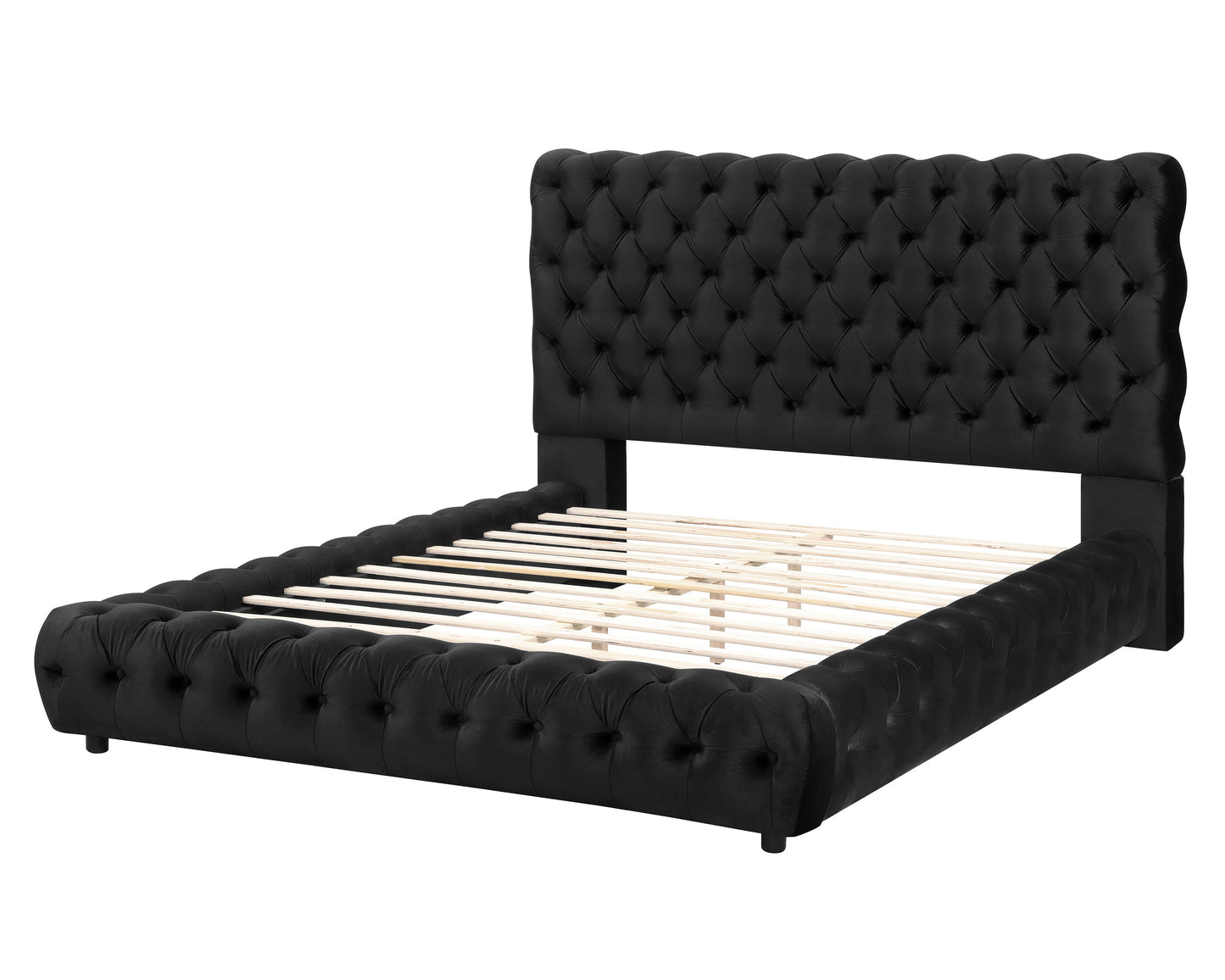 Flory Black Queen Upholstered Platform Bed 5112