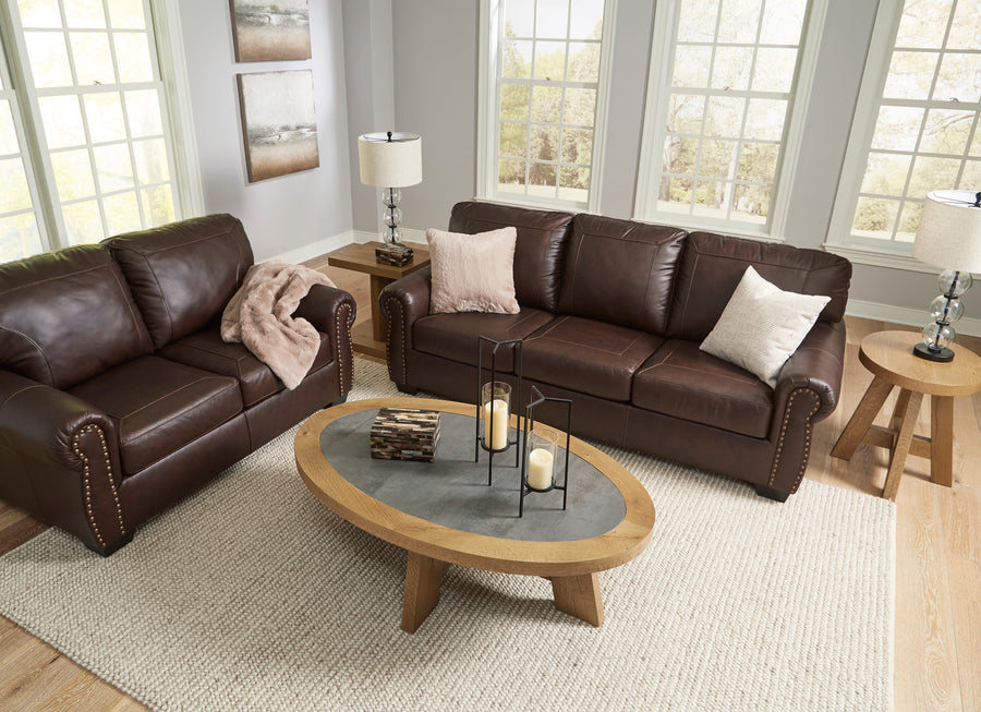 Colleton Brown GENUINE LEATHER Sofa and Loveseat 52107