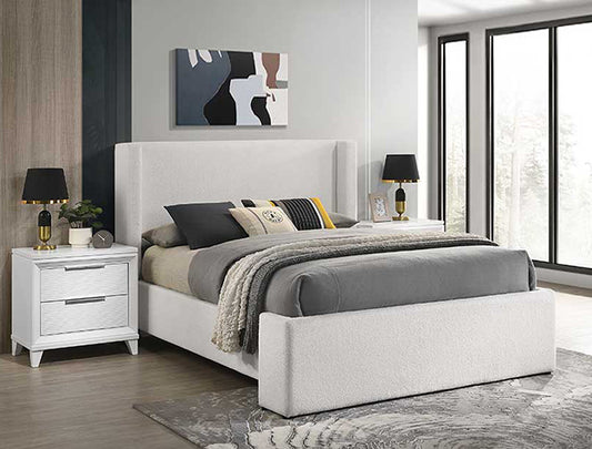 Portia White Boucle Queen Platform Bed 5260